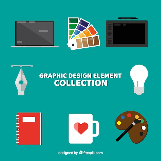 Bezpłatny wektor kolekcja elementów graficznych w stylu płaski