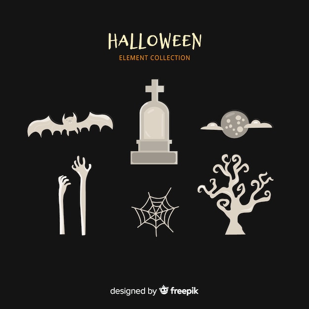 Kolekcja elementów Halloween w Płaska konstrukcja