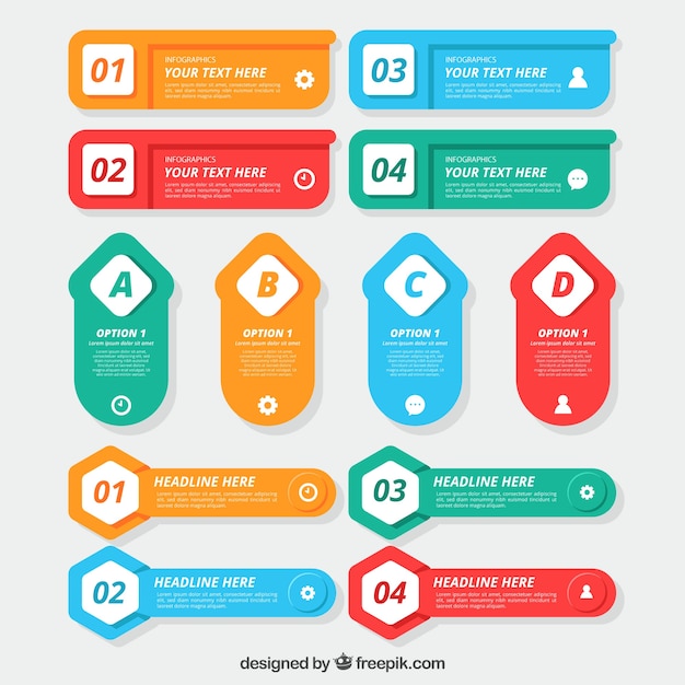Kolekcja Elementów Kolorowych Infographic W Płaski