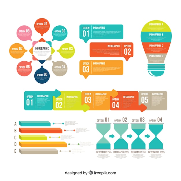 Kolekcja Elementów Kolorowych Infographic W Płaski