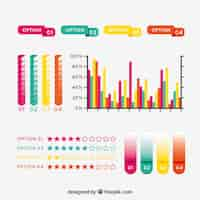 Bezpłatny wektor kolekcja elementów kolorowych infographic w płaski