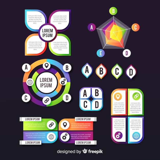 Bezpłatny wektor kolekcja elementów kolorowych infographic