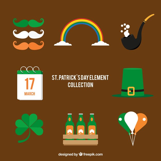 Bezpłatny wektor kolekcja elementów st. patrick's day