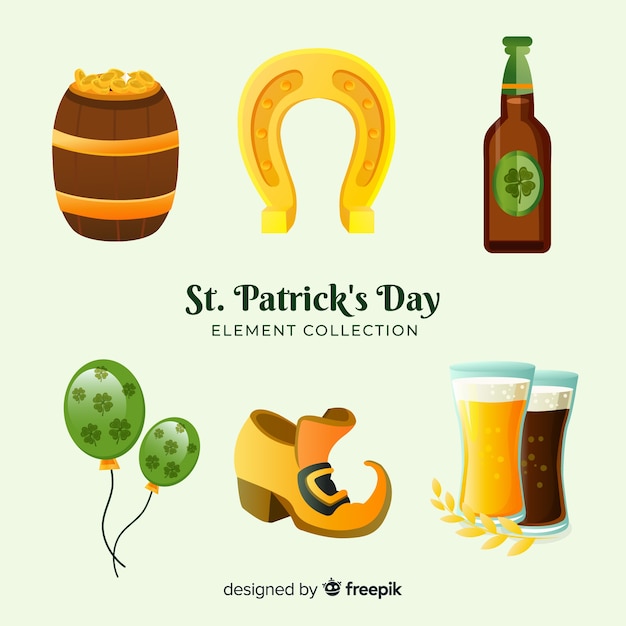 Bezpłatny wektor kolekcja elementów st. patrick's day