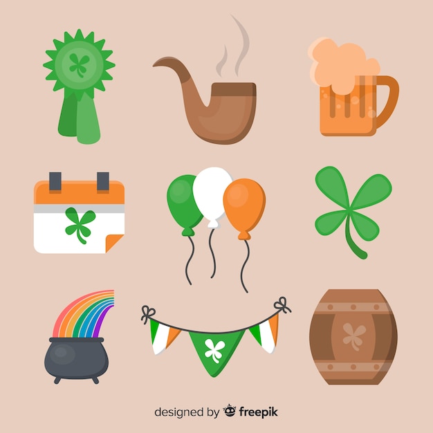 Bezpłatny wektor kolekcja elementów st. patrick's day