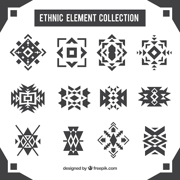 Bezpłatny wektor kolekcja etnicznych abstrakcyjnych kształtów