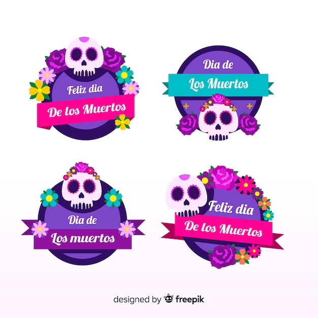 Kolekcja Etykiet Dia De Muertos