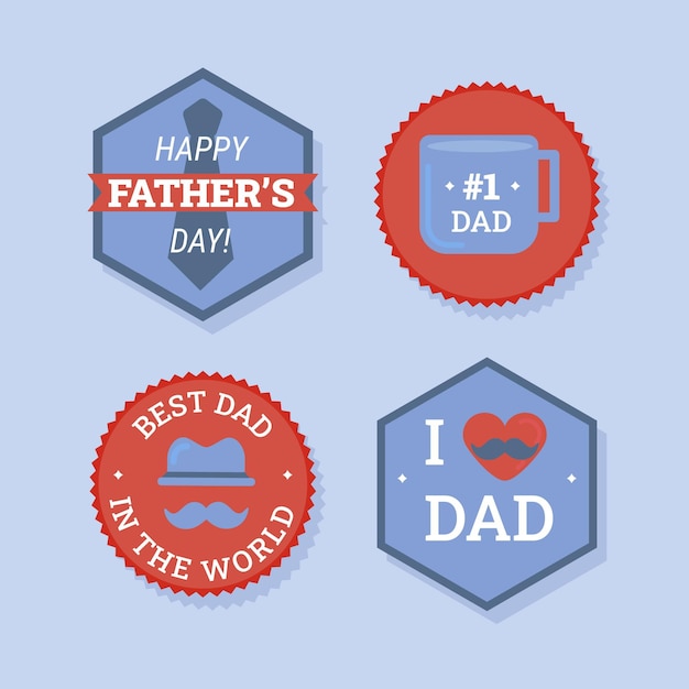 Kolekcja Etykiet Płaskich Na Dzień Ojca