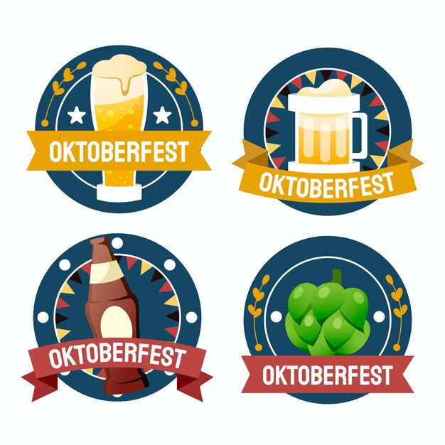 Bezpłatny wektor kolekcja etykiet z kreskówek oktoberfest