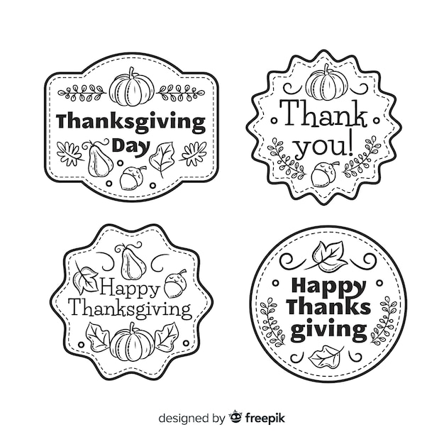 Kolekcja Etykiet Z Okazji święta Dziękczynienia