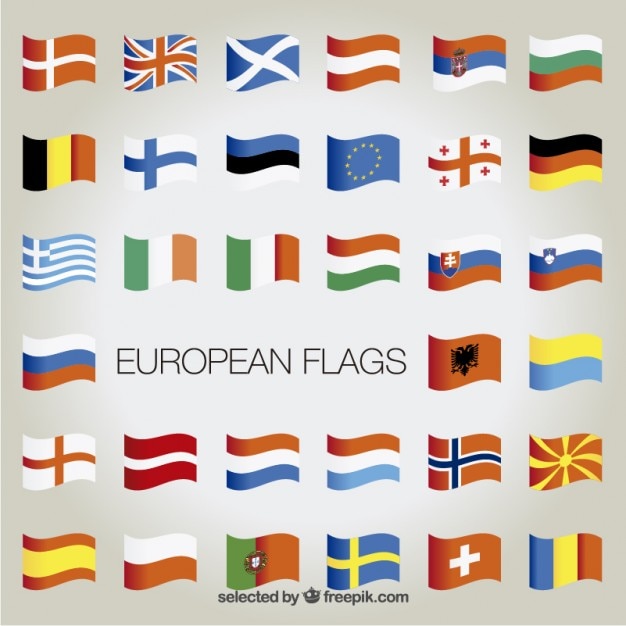 Bezpłatny plik Wektor kolekcja flag europejskich