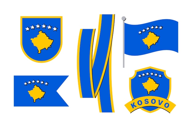 Kolekcja flagi Kosowa i emblematów narodowych