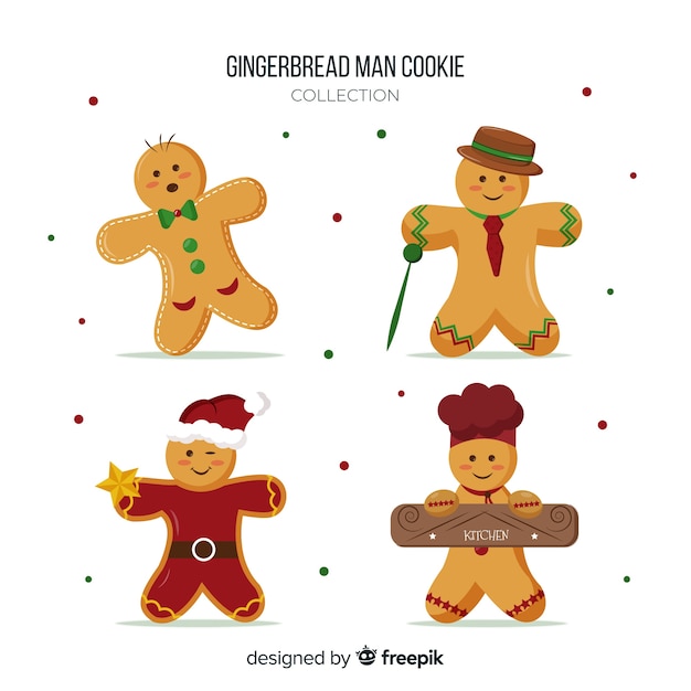 Bezpłatny wektor kolekcja gingerbread man