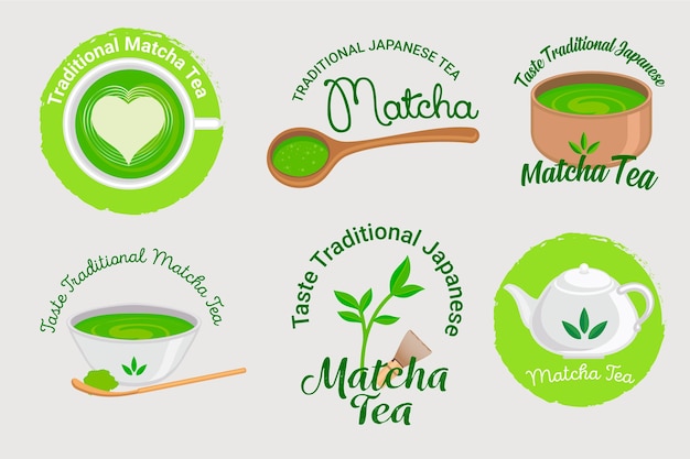 Kolekcja herbacianych odznak Matcha