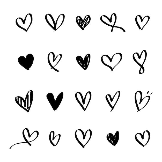 Kolekcja ikon ilustrowane serca