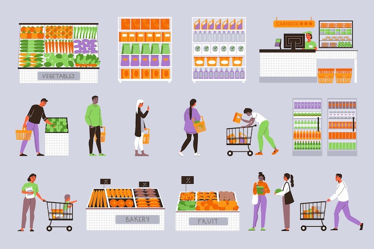 Bezpłatny plik Wektor kolekcja ikon kolorów supermarketów