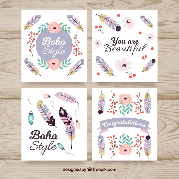 Kolekcja kart Boho z elementami hippie