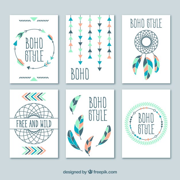 Kolekcja kart Boho z elementami hippie