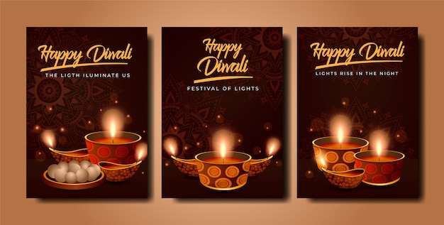 Kolekcja Kart Gradientowych Na Obchody Diwali