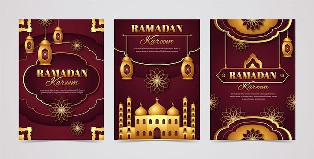 Bezpłatny wektor kolekcja kart okolicznościowych obchodów ramadanu w stylu papieru