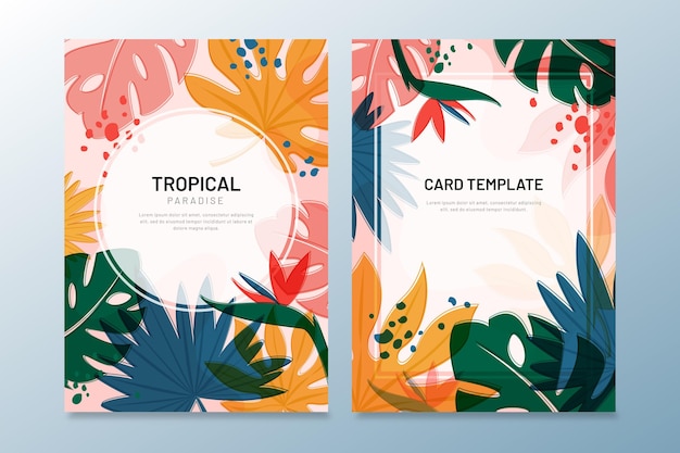 Bezpłatny wektor kolekcja kart tropikalnych