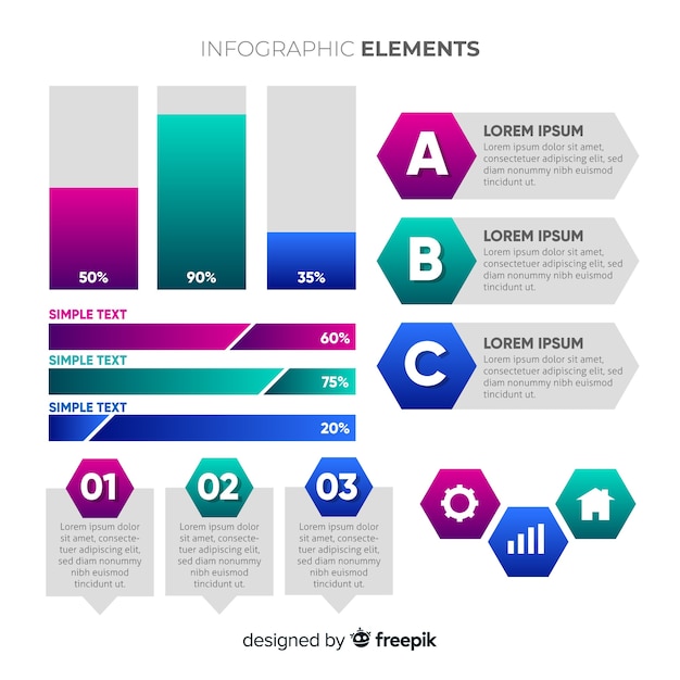 Bezpłatny wektor kolekcja kolorowe elementy infographic