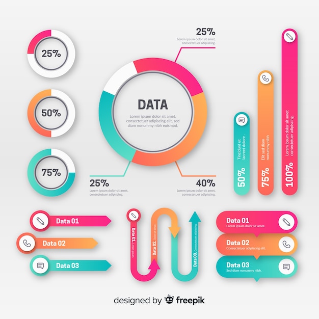 Bezpłatny wektor kolekcja kolorowe elementy infographic