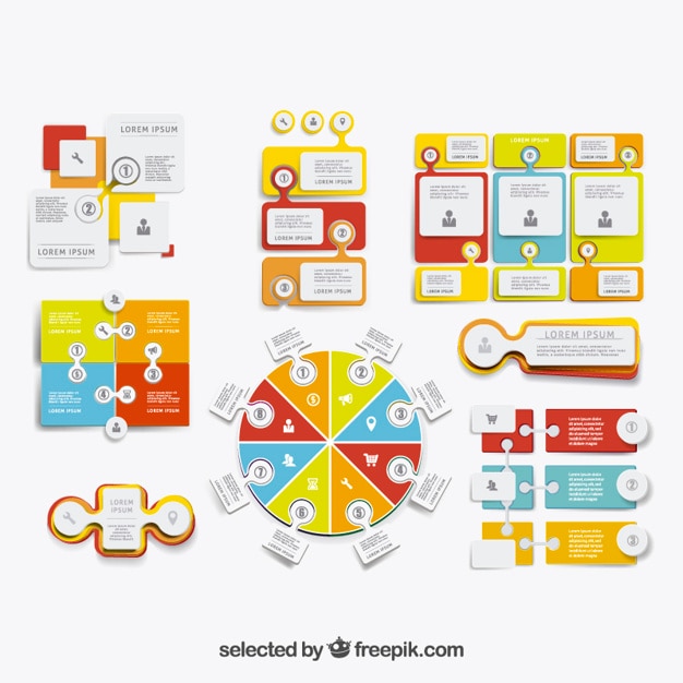 Bezpłatny wektor kolekcja kolorowe infografiki
