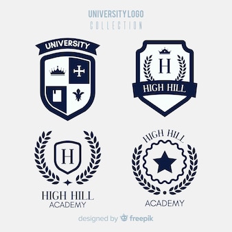 Kolekcja kolorowy uniwersytet logo z płaska konstrukcja