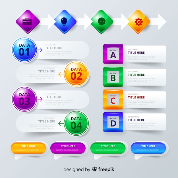 Bezpłatny wektor kolekcja kolorowych elementów infographic