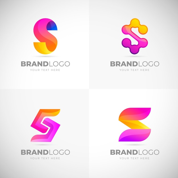 Bezpłatny wektor kolekcja kolorowych logo gradientu s