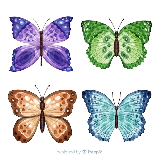Bezpłatny wektor kolekcja kolorowych motyli