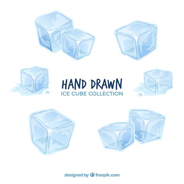 Kolekcja kostki lodu z ręcznie rysowane stylu