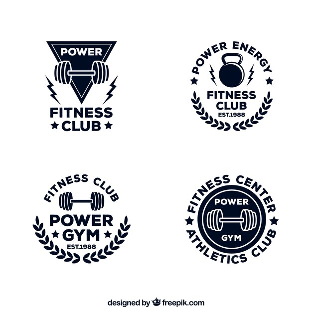Kolekcja kreatywnych etykiet fitness