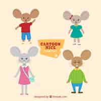 Bezpłatny wektor kolekcja kreskówka myszy