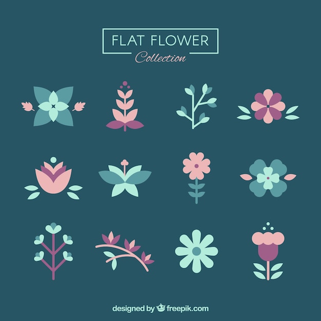 Bezpłatny wektor kolekcja kwiatów w stylu minimalistycznym płaskiej