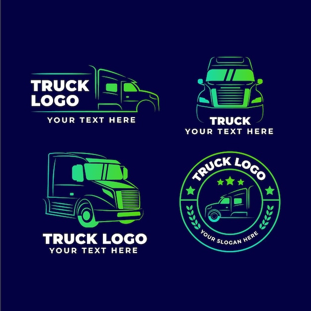 Bezpłatny wektor kolekcja logo ciężarówki gradientu