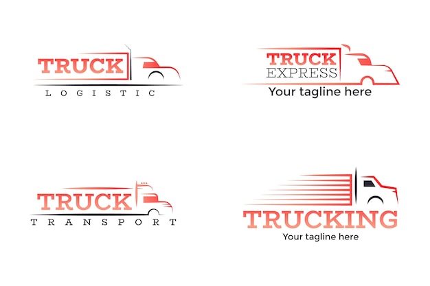 Bezpłatny wektor kolekcja logo ciężarówki gradientu