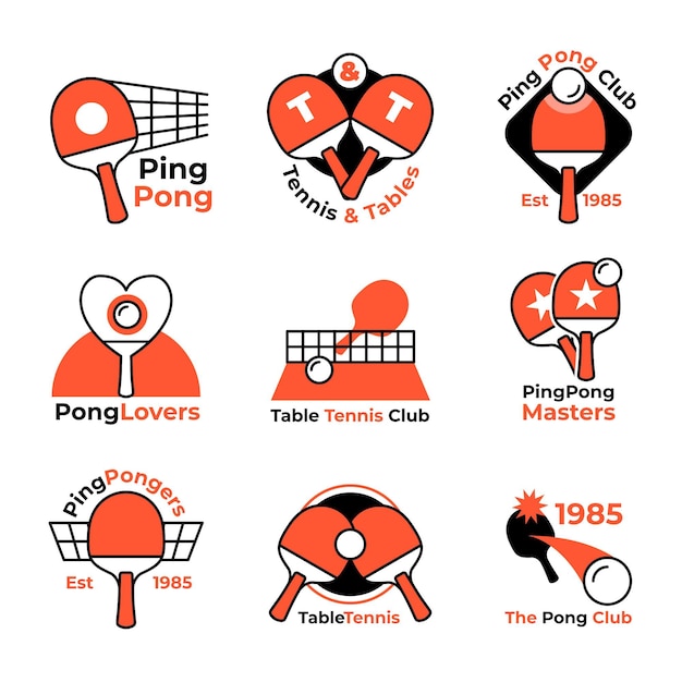 Bezpłatny wektor kolekcja logo do tenisa stołowego