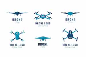 Bezpłatny wektor kolekcja logo drona płaskiego