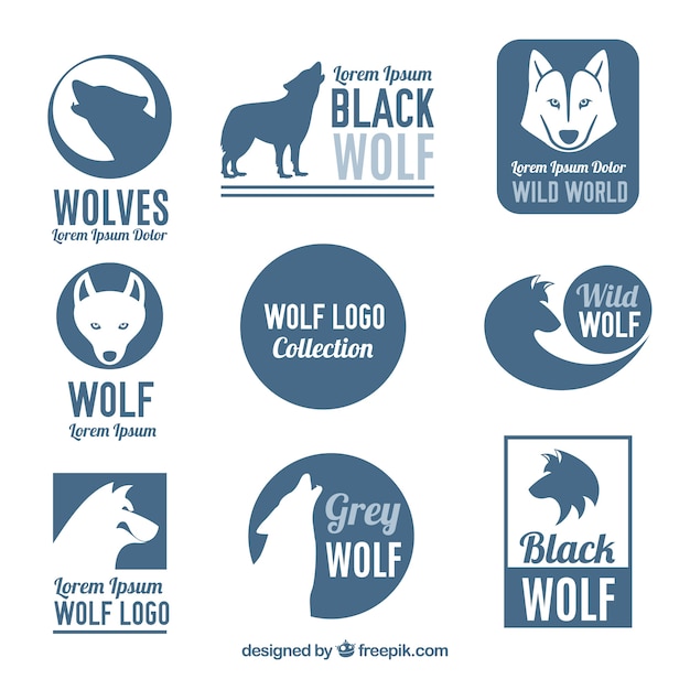 Bezpłatny wektor kolekcja logo dzikich wilków