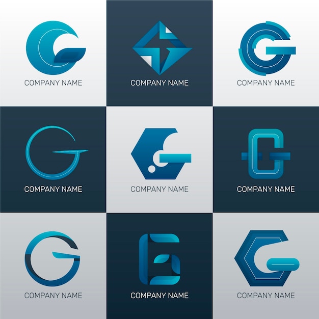 Bezpłatny wektor kolekcja logo gradientu litery g