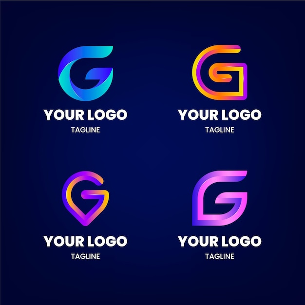Bezpłatny wektor kolekcja logo gradientu litery g