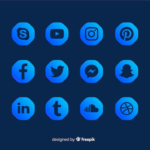 Bezpłatny wektor kolekcja logo gradientu mediów społecznościowych