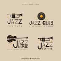 Bezpłatny wektor kolekcja logo jazz w stylu vintage