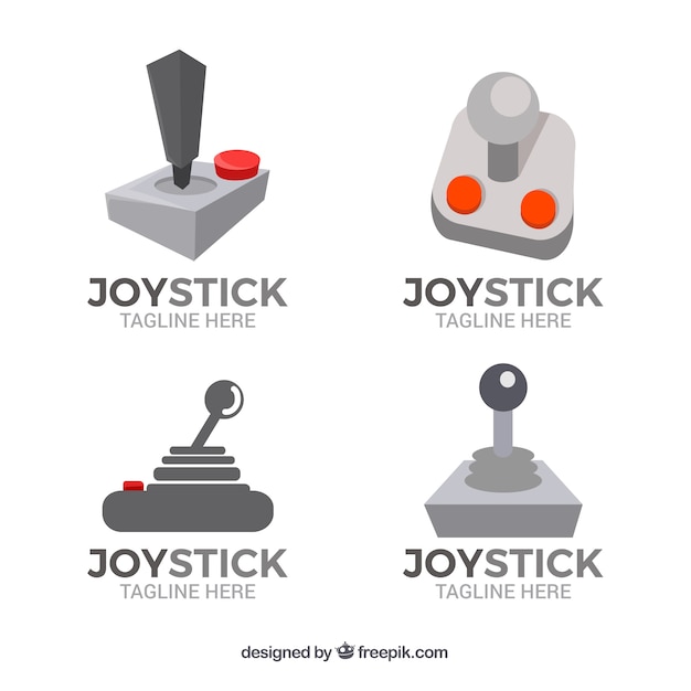 Kolekcja logo joysticka w stylu płaski