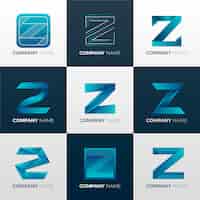 Bezpłatny wektor kolekcja logo listu gradientu #z