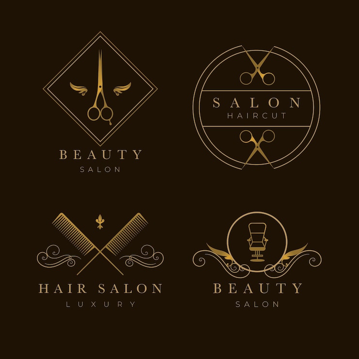 Bezpłatny plik Wektor kolekcja logo luksusowego salonu fryzjerskiego