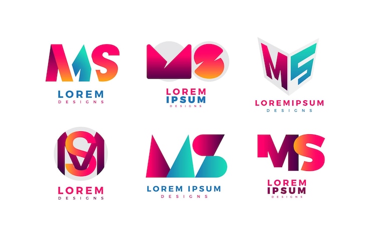 Bezpłatny plik Wektor kolekcja logo ms gradientu