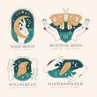 Bezpłatny wektor kolekcja logo mystic line art